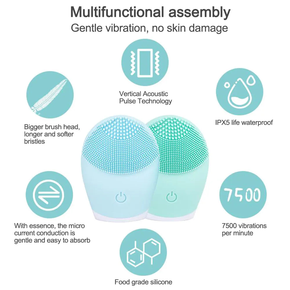 Electric Silicone Facial Brush and Skin Massager