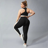 Women Yoga Set Plus Size Workout Oufit Curvy Girl Sports Bra Gym Leggings Elastic 2 Piece Fitness Suit Big Size Lady Activewear