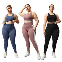 Women Yoga Set Plus Size Workout Oufit Curvy Girl Sports Bra Gym Leggings Elastic 2 Piece Fitness Suit Big Size Lady Activewear