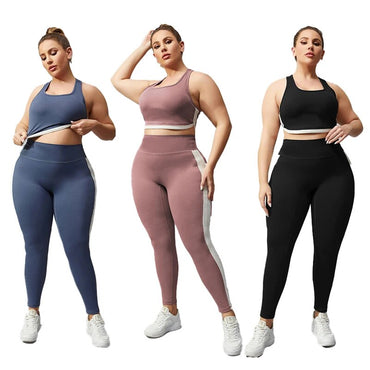 Women Yoga Set Plus Size Workout Oufit Curvy Girl Sports Bra Gym Leggings Elastic 2 Piece Fitness Suit Big Size Lady Activewear