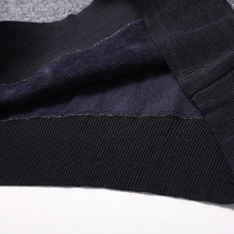 Autumn Winter Men's Long Sleeve Sweater Shirts Fake Two Pieces Pullovers Fleece Thick Shirt Knitted Casual Clothing 4XL