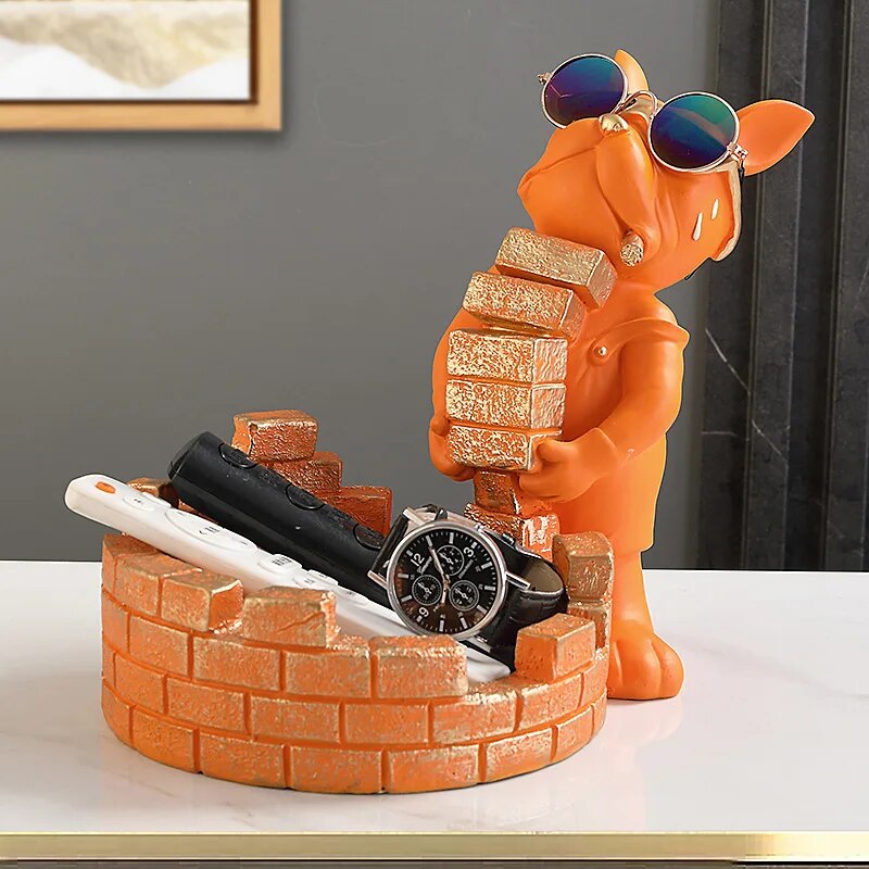 Cool French Bulldog Butler Resin Dog Statue Room Decoration Sculpture Decor Home Ornaments Animal Figurines Nordic Home Decor