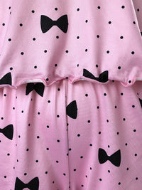 Sleepwear Woman Polka Dot Bowknot Print Cami Set