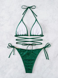 Criss Cross Bandage Woman Swimsuit Thong Bikini