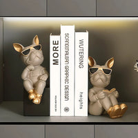 Dog Figurines Red Wine Rack Home Interior Decoration Accessories French Bulldog Statue House Living Room Decor Table Ornaments