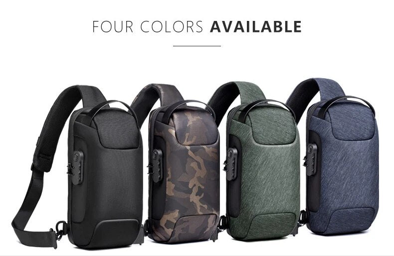 WEIXIER Shoulder Bag for Men Waterproof USB Man Crossbody Bag Anti-Theft Short Travel Messenger Sling Fashion Designer Chest Bag