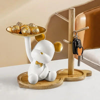 Nordic Style Resin Bear Tray Home Living Room Bedroom Key Storage Decoration Decoration Candy Container Animal Statue Decoration