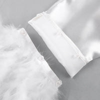 BKQU Pajamas Feathers Sleepwear Female 2 Piece Long Sleeve Turn Down Collar Tops Satin Casual Women Sets With Pants Autumn 2023