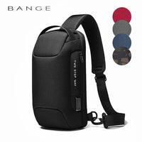 BANGE Men's Waterproof USB Oxford Crossbody Bag Anti-theft Shoulder Sling Bag Multifunction Travel Messenger Chest Pack For Male