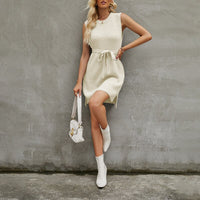 Solid Color Round-neck Knitted Dress
