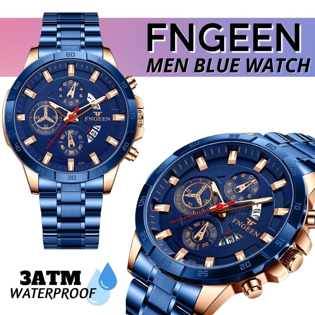 Blue Stainless Steel Quartz Classic Watch