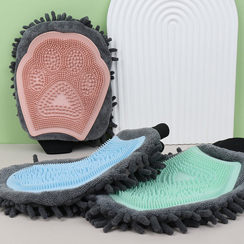 Pet Grooming Kit 2-Sided Bathing Brush Cleaning Massage Glove