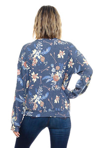 French Terry Floral Print Sweatshirts