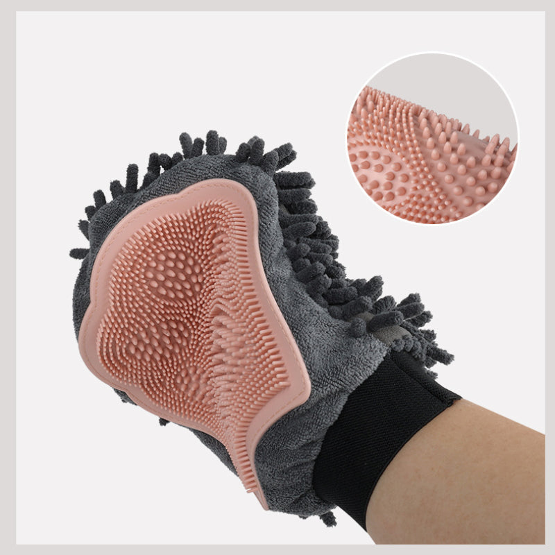 Pet Grooming Kit 2-Sided Bathing Brush Cleaning Massage Glove