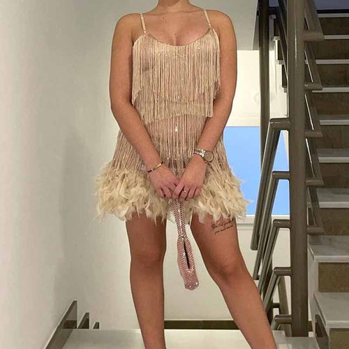 Elegant Feather Fringe Dress