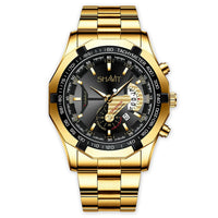 Classic Gold Men Quartz Watch Stainless Steel Business Watch