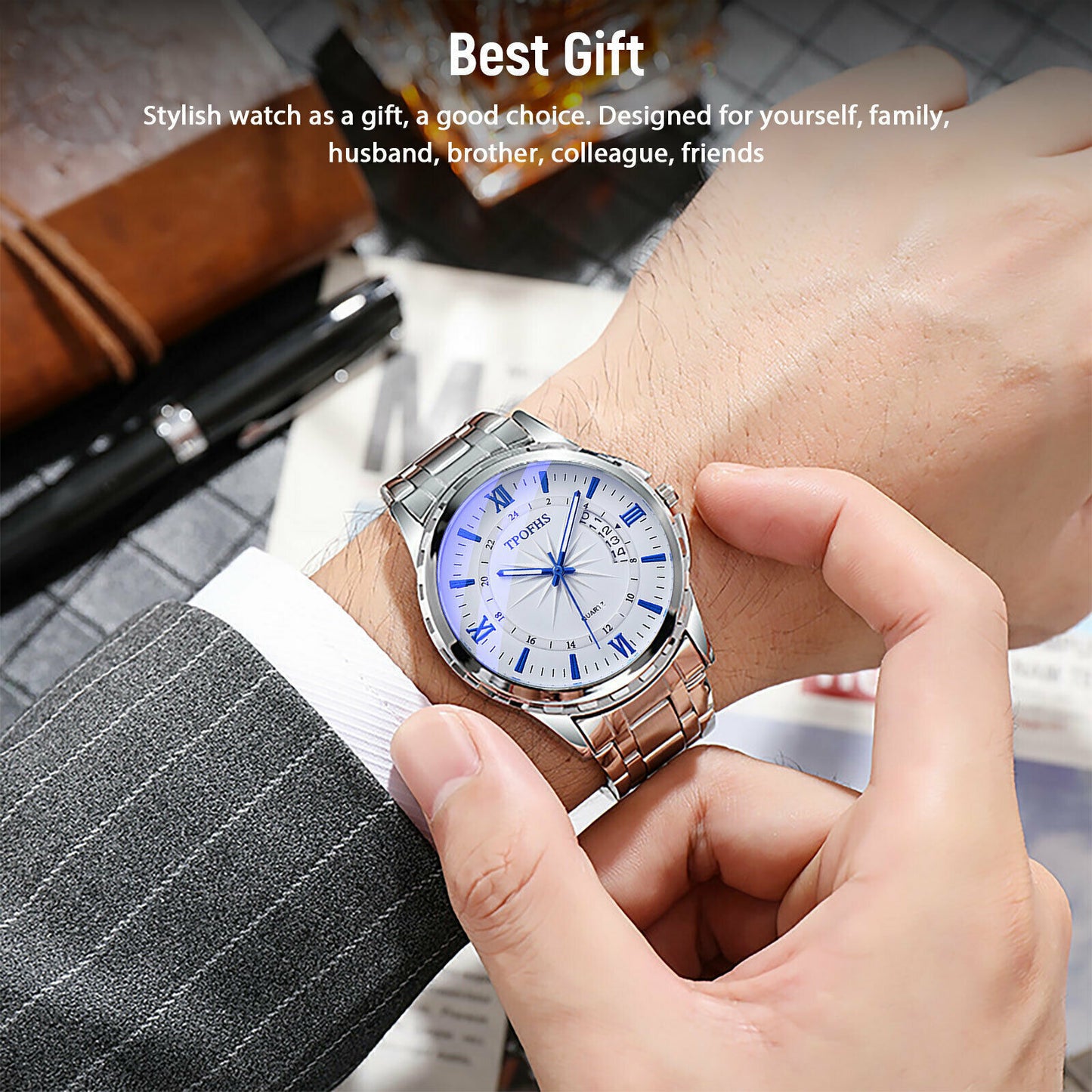 Stainless Steel Watch For MEN Classic Analog Wristwatch Fashion