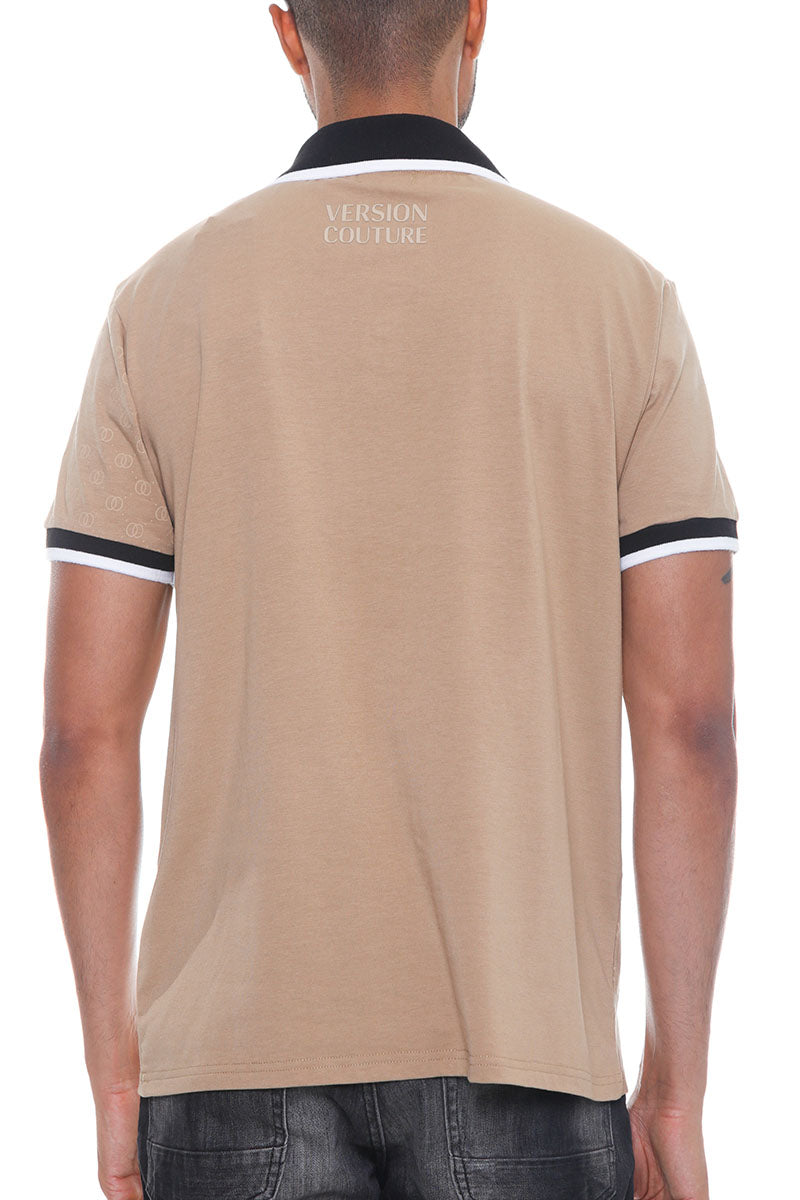 Italian Print Collared Polo Shirt