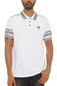 Italian Print Collared Polo Shirt