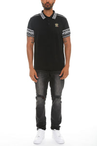 Italian Print Collared Polo Shirt