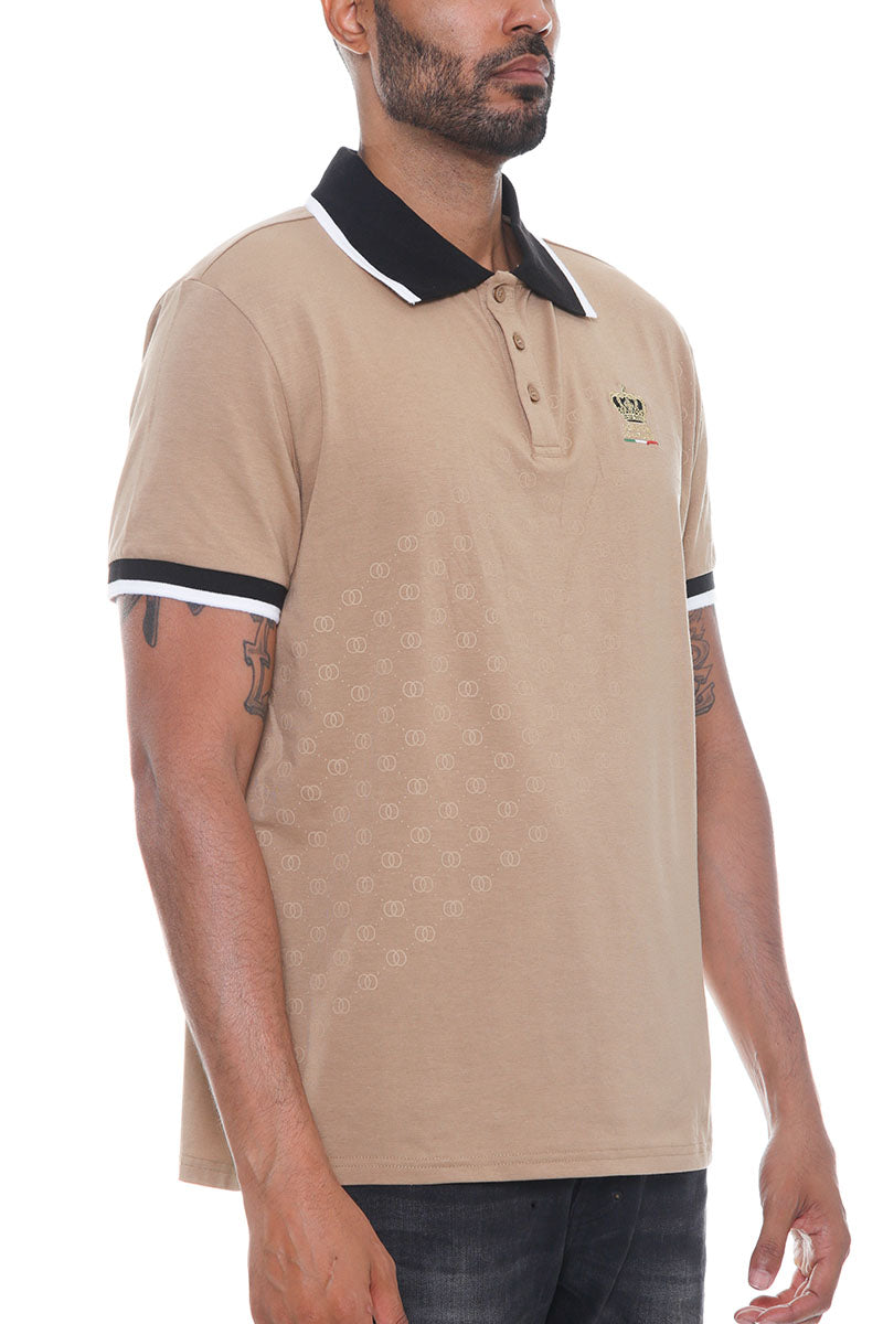 Italian Print Collared Polo Shirt