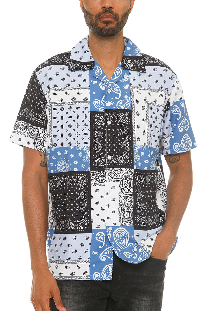 Mens Paisley Print Button Down Shirt