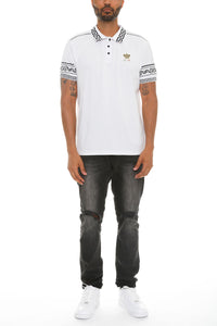 Italian Print Collared Polo Shirt