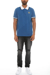 Italian Print Collared Polo Shirt