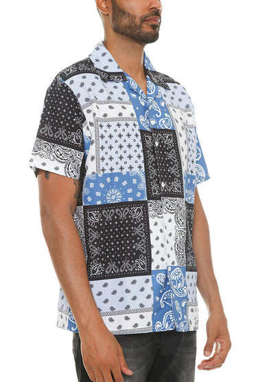 Mens Paisley Print Button Down Shirt