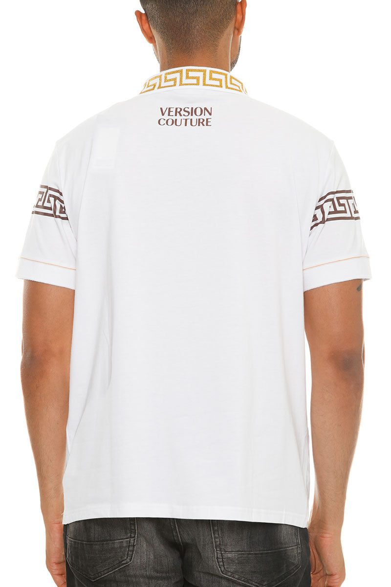 Italian Print Collared Polo Shirt