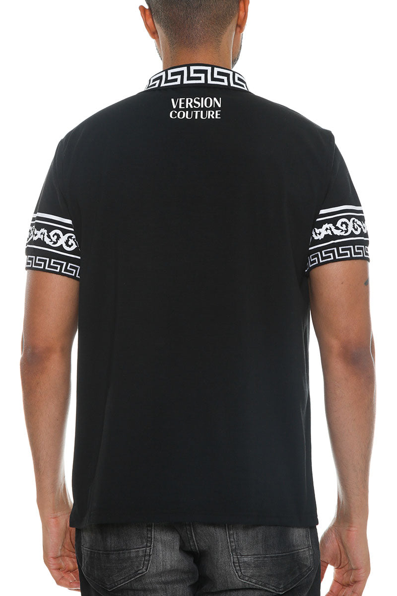 Italian Print Collared Polo Shirt