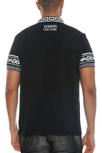 Italian Print Collared Polo Shirt