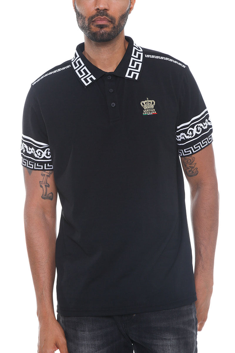 Italian Print Collared Polo Shirt