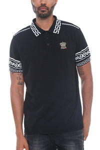 Italian Print Collared Polo Shirt