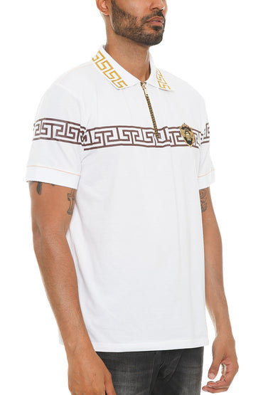 Italian Print Collared Polo Shirt