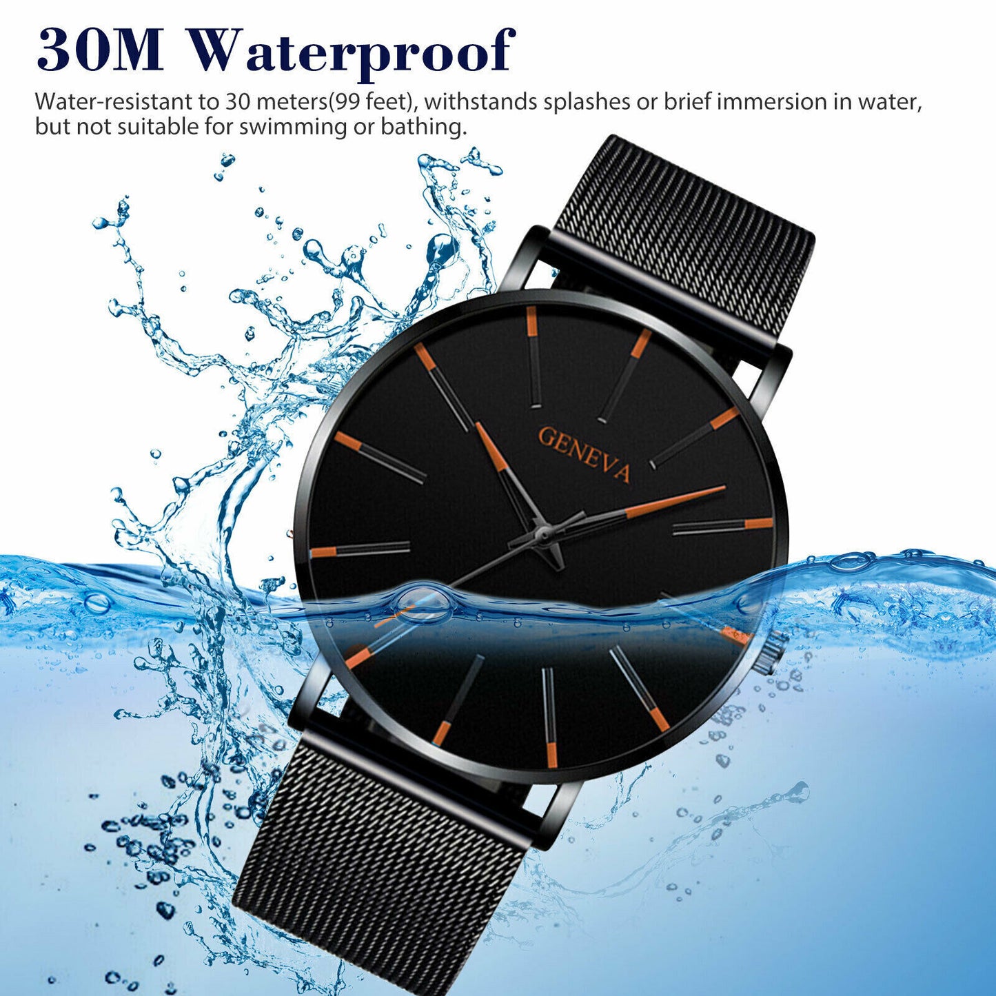 Waterproof Men's Watch Stainless Steel Quartz Analog Wristwatch