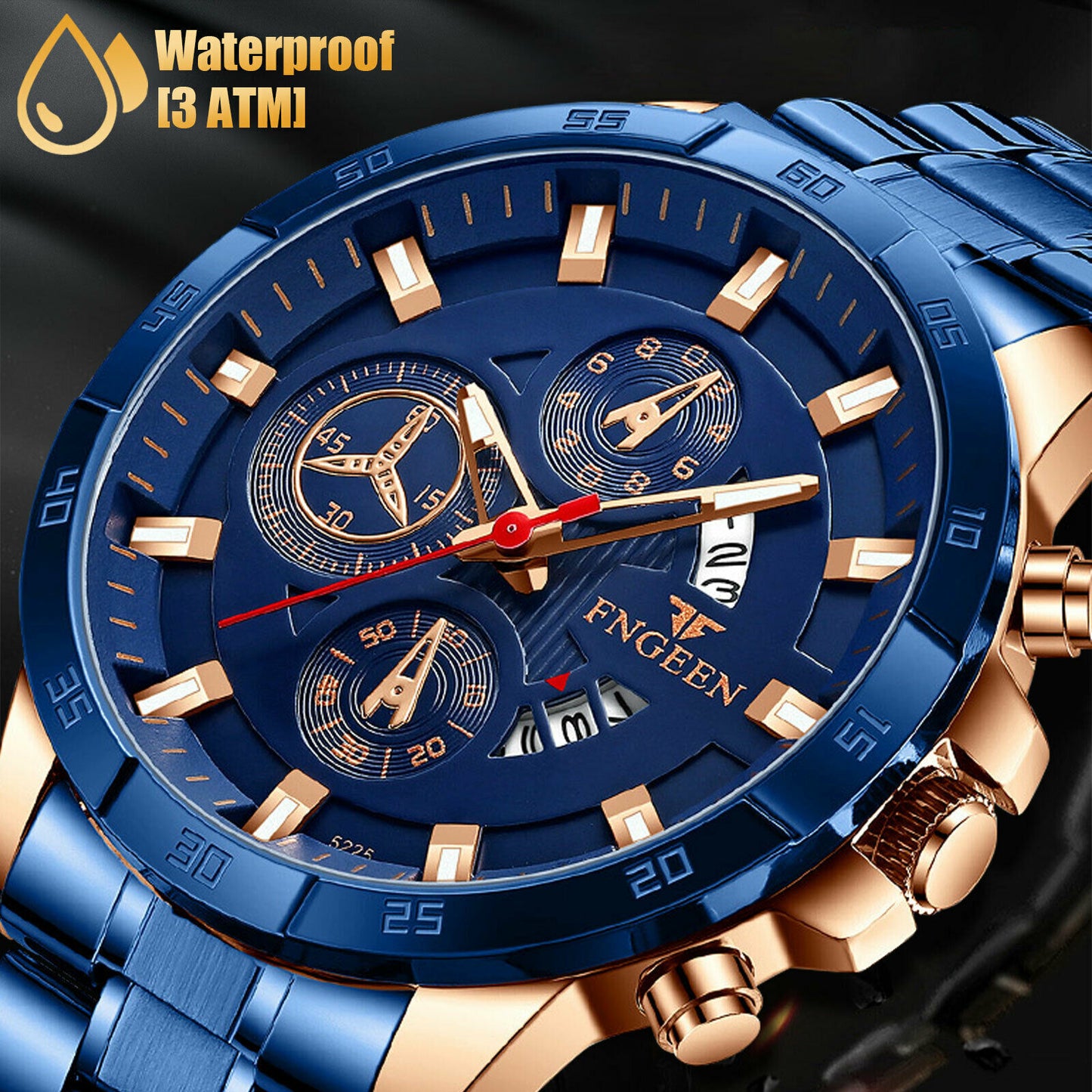 Blue Stainless Steel Quartz Classic Watch