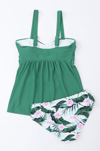 Adjustable Straps Ruched 2pcs Tankini Swimsuits