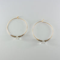 14k Gold Filled Labradorite & Quartz Beaded Hoop Earrings