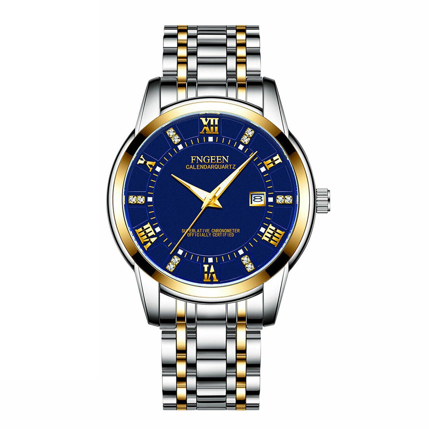FNGeen Men's Watch Waterproof Classic  Stainless Steel Quartz Luminous