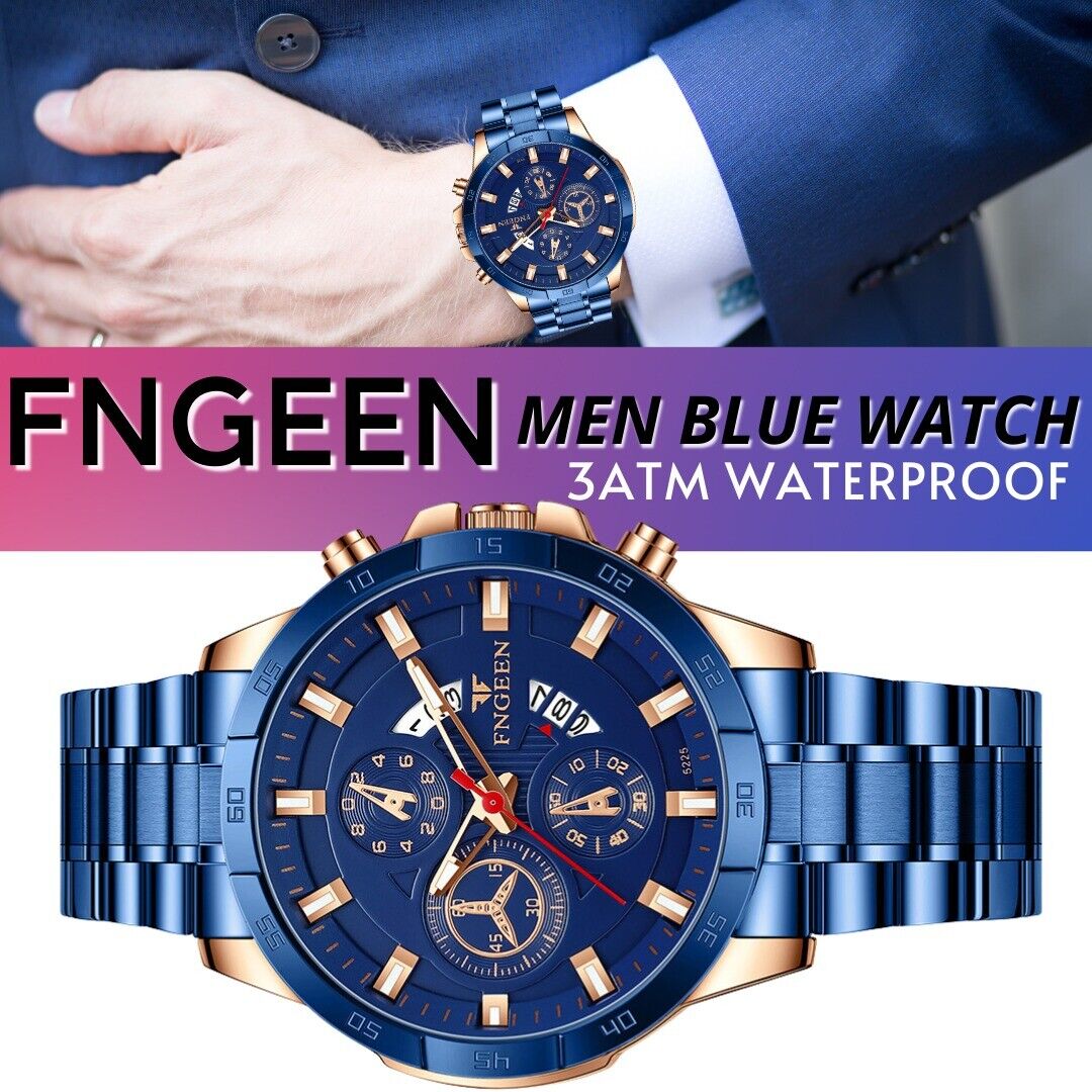 Blue Stainless Steel Quartz Classic Watch