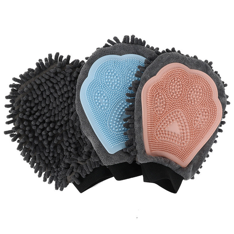 Pet Grooming Kit 2-Sided Bathing Brush Cleaning Massage Glove