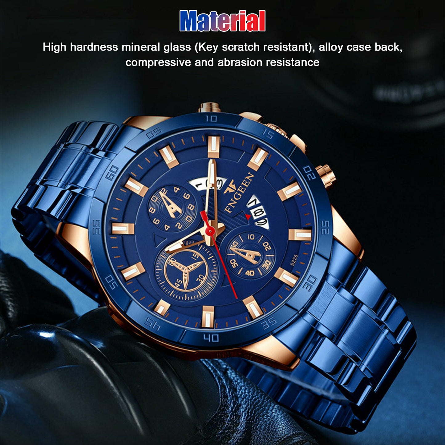 Blue Stainless Steel Quartz Classic Watch