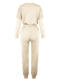 Women's Solid Color Sweatshirt & Sweatpants Set