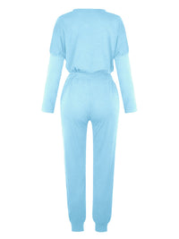 Women's Solid Color Sweatshirt & Sweatpants Set
