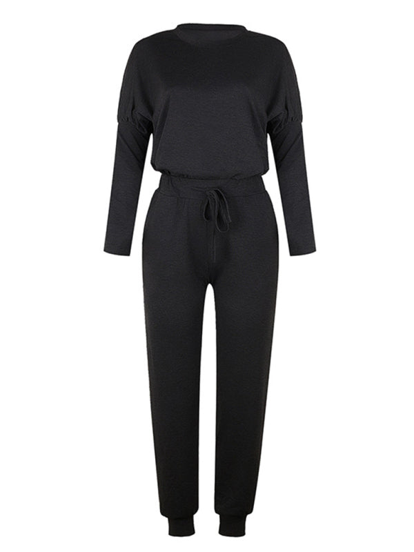 Women's Solid Color Sweatshirt & Sweatpants Set