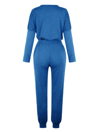Women's Solid Color Sweatshirt & Sweatpants Set
