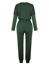 Women's Solid Color Sweatshirt & Sweatpants Set