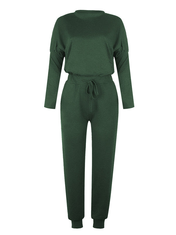Women's Solid Color Sweatshirt & Sweatpants Set