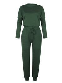 Women's Solid Color Sweatshirt & Sweatpants Set